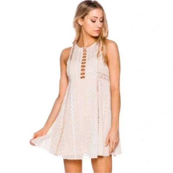 Free People Dresses & Skirts - Free People Wherever You Go Lace/Crochet Fit and Flare Mini Dress - Size 6